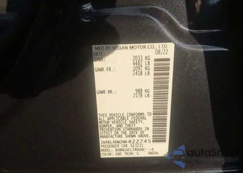 2022 Nissan Altima Sv Intelligent Awd из США, поврежденный, VIN 1N4BL4DW2NN422745